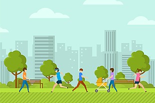 绿色城市公园活动风景图