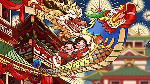 中國(guó)風(fēng)復(fù)古人物新年插畫(huà)素材