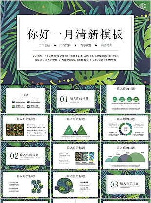 你好一月清新简约工作计划PPT模板