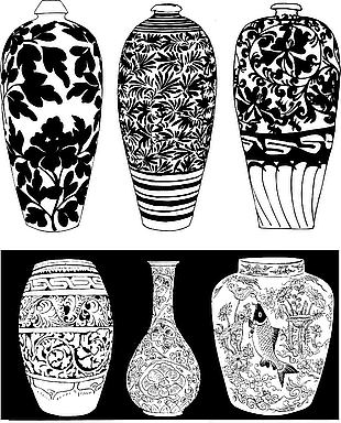 古代传统瓷器瓷瓶花纹样式