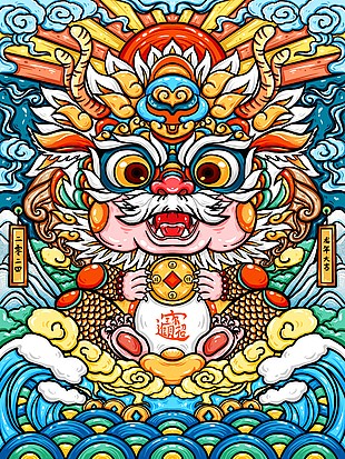 2024龍年國潮創(chuàng)意插畫
