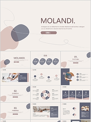 简约大气莫兰迪风工作汇报PPT模板