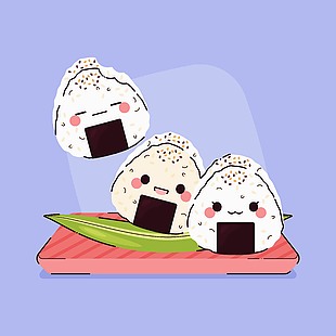 可愛美味小飯團插畫