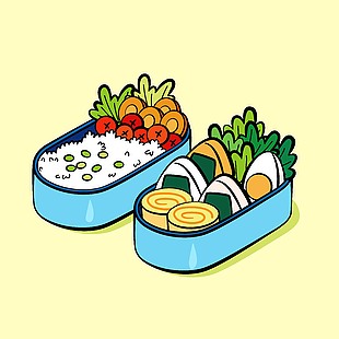 美味可口日式便當美食插畫
