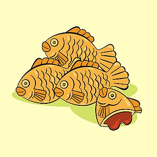 日式點心鯛魚燒美食小吃插畫