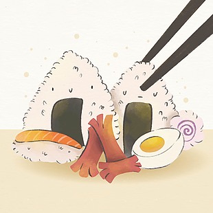 美味可口日式飯團(tuán)插畫