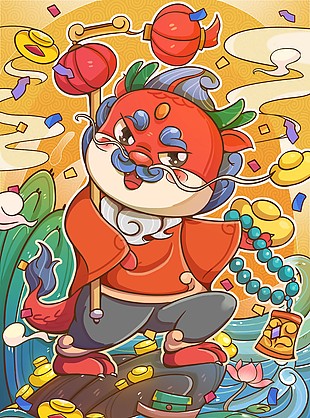 龍年新春卡通形象創意插畫