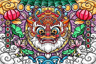 龙年大吉好运连连新春插画