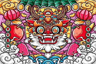 平安喜乐迎新年新春插画