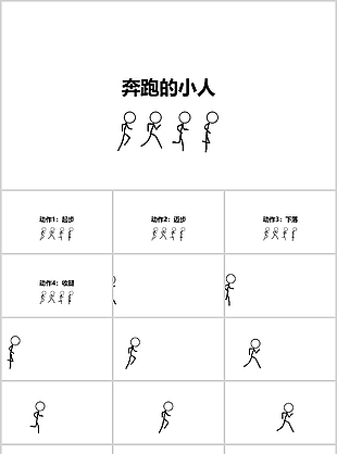 黑色簡約奔跑的小人動態(tài)PPT模板