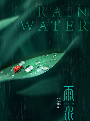 雨水至萬物生簡約質感海報