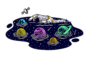 可愛(ài)宇航員星球插畫(huà)