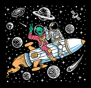 星球宇航員插畫(huà)