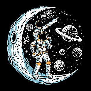 太空親子宇航員插畫