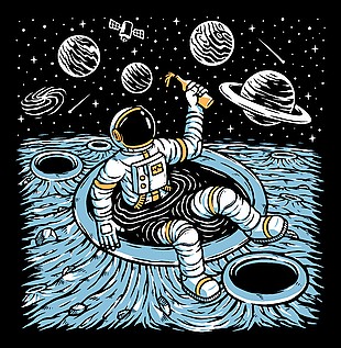 可愛科幻太空人插畫