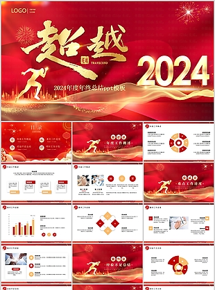 2024勵志年度工作總結新年計劃PPT