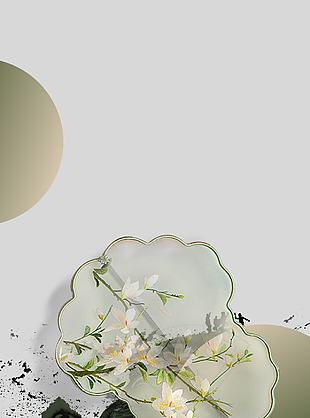 簡(jiǎn)約大氣國(guó)風(fēng)扇子插畫背景