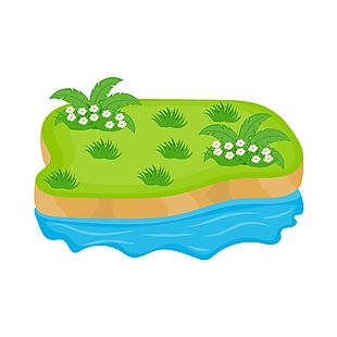 卡通熱帶島嶼景觀