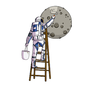 火星宇航员创意插画