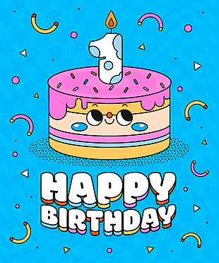 卡通手绘生日蛋糕元素模板