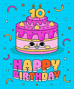 生日快樂趣味蛋糕設(shè)計(jì)元素