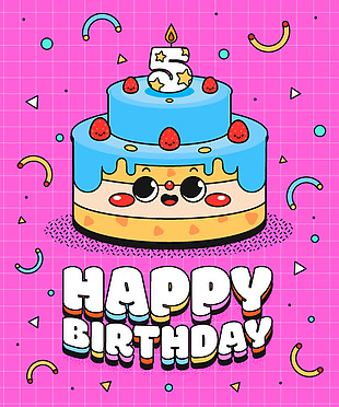 卡通蛋糕生日设计元素模板