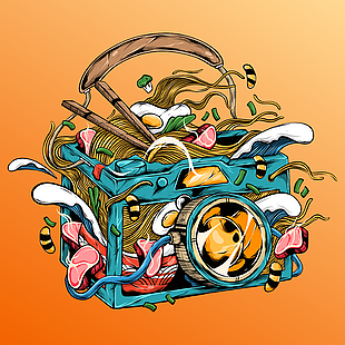 創意拉面料理插畫