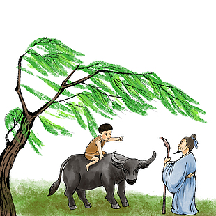清明時(shí)節(jié)牧牛插畫(huà)設(shè)計(jì)元素