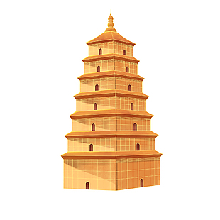 手繪古塔簡約大氣設計元素