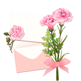 手绘鲜花信件花束设计元素