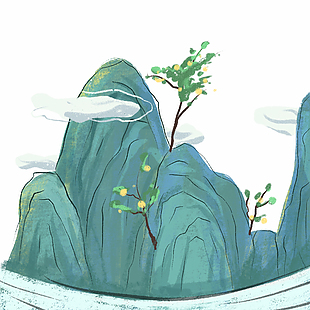 創意手繪高山元素插畫模板