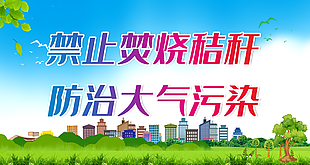 实用禁止焚烧秸秆防治大气污染展板设计