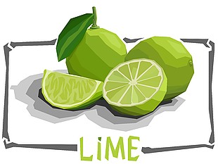 新鮮水果青檸插畫