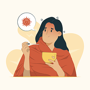發燒生病手繪插畫