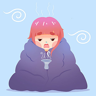 感冒發寒簡約插畫