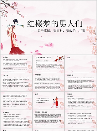 趣味卡通國風紅樓夢的男人們PPT課件