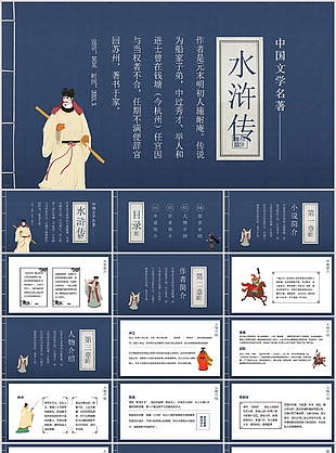 經典復古中國文學名著水滸傳PPT課件