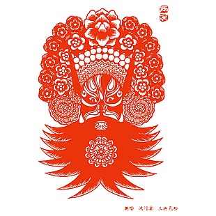 臉譜剪紙樊噲鴻門宴三塊瓦臉