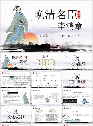 古風晚清名臣李鴻章人物介紹PPT模板