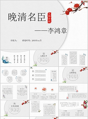簡約晚清名臣李鴻章人物介紹PPT模板