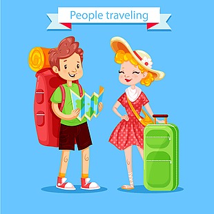 旅游情侶出門出國元素