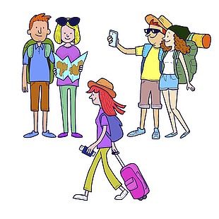 创意拉旅行箱人物设计