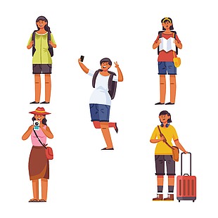 外出旅游人物合集插畫