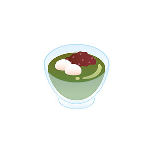 抹茶紅豆湯甜品插畫