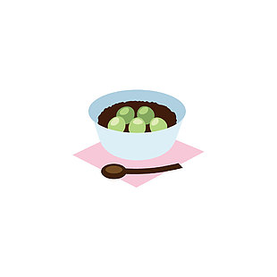 抹茶紅豆團子插畫