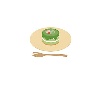 抹茶慕斯蛋糕插畫
