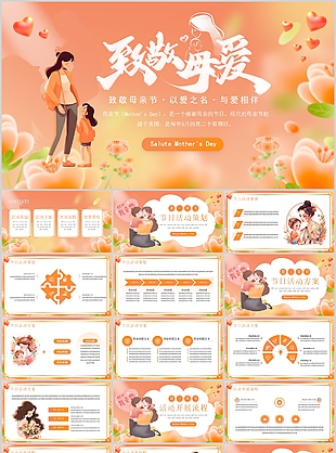 精美致敬母愛(ài)母親節(jié)活動(dòng)策劃方案PPT