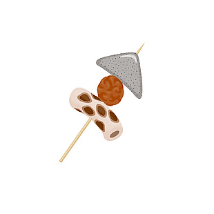 卡通關東煮串串插畫
