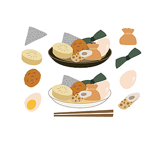 美味關東煮食材插畫