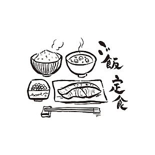 日式鲭鱼定食插画